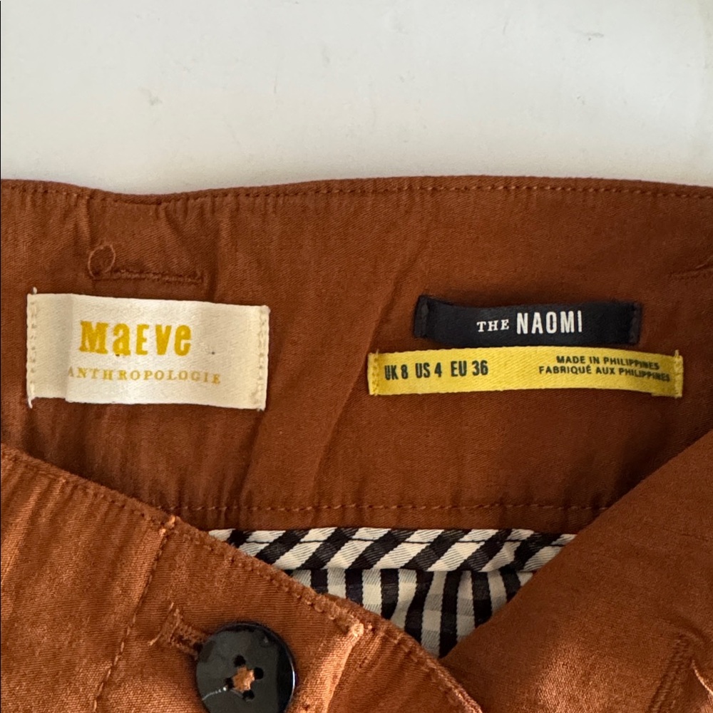 Anthropologie Maeve The Naomi Wide Leg Flare Bronze Brownish Orange Pants size 4 - Picture 4 of 10